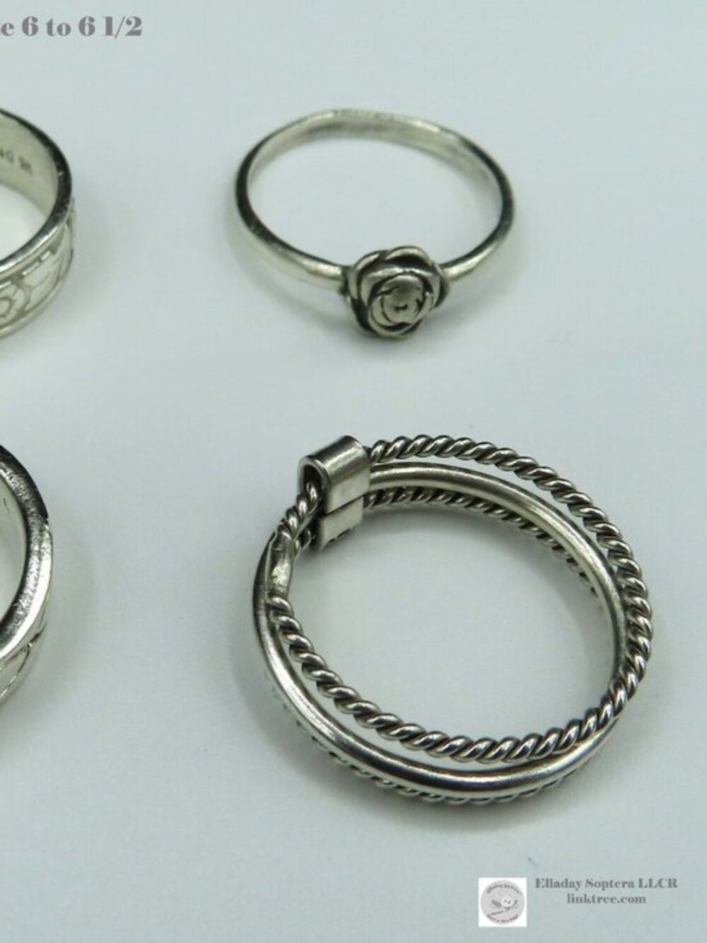 Sterling Silver Rings Set of 4 Size 6 to 6.5 - Picture 2 of 14
